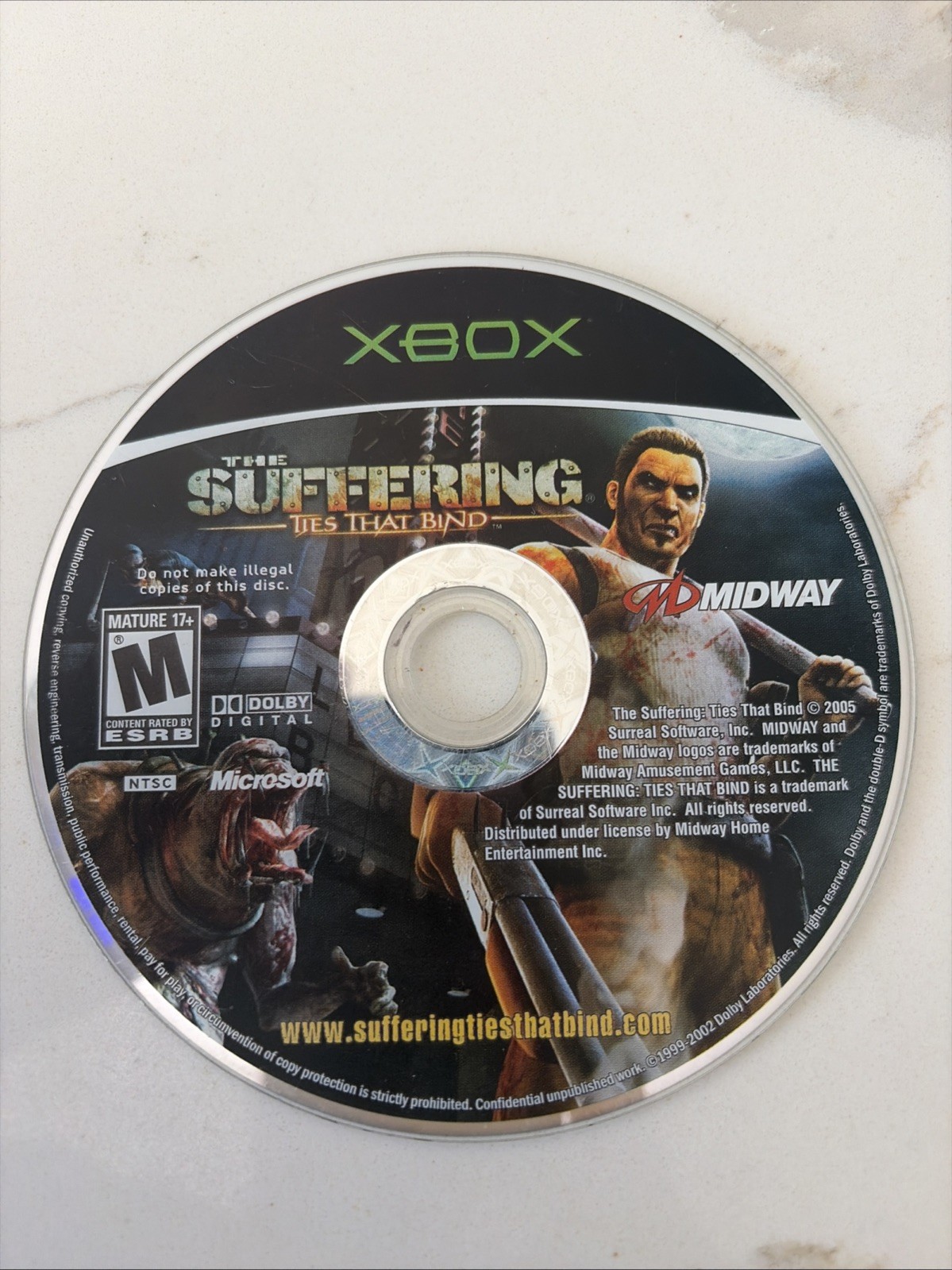 XBOX The Suffering Ties That Bind (Original Xbox, 2005) Disc Only! TESTED!!!