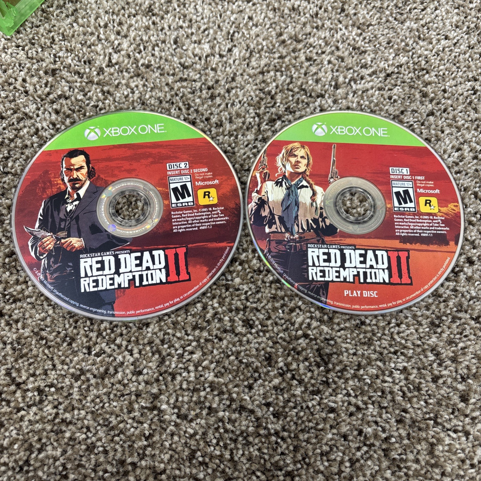 Red Dead Redemption 2 II (Microsoft Xbox One, 2018) 2 Discs w/ Map