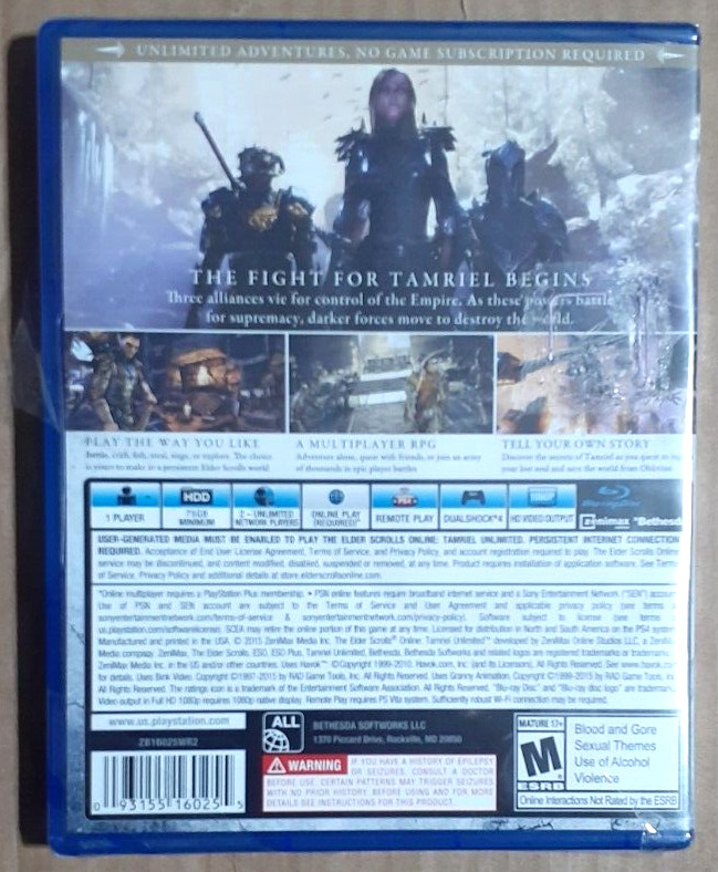 The Elder Scrolls Online Tamriel Unlimited (Sony PS4) Brand NEW Free Shipping