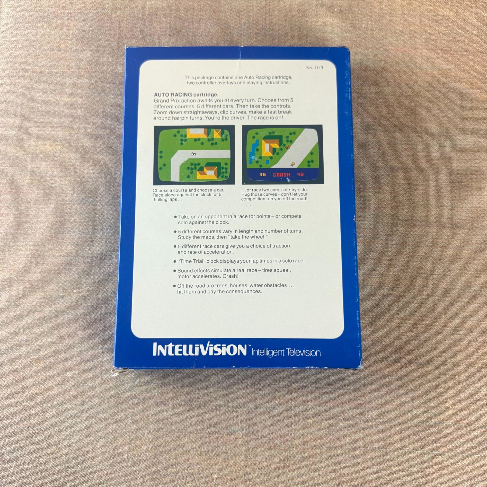 Auto Racing Intellivision (1980) – Complete in Box w/ Manual & Controller Overla