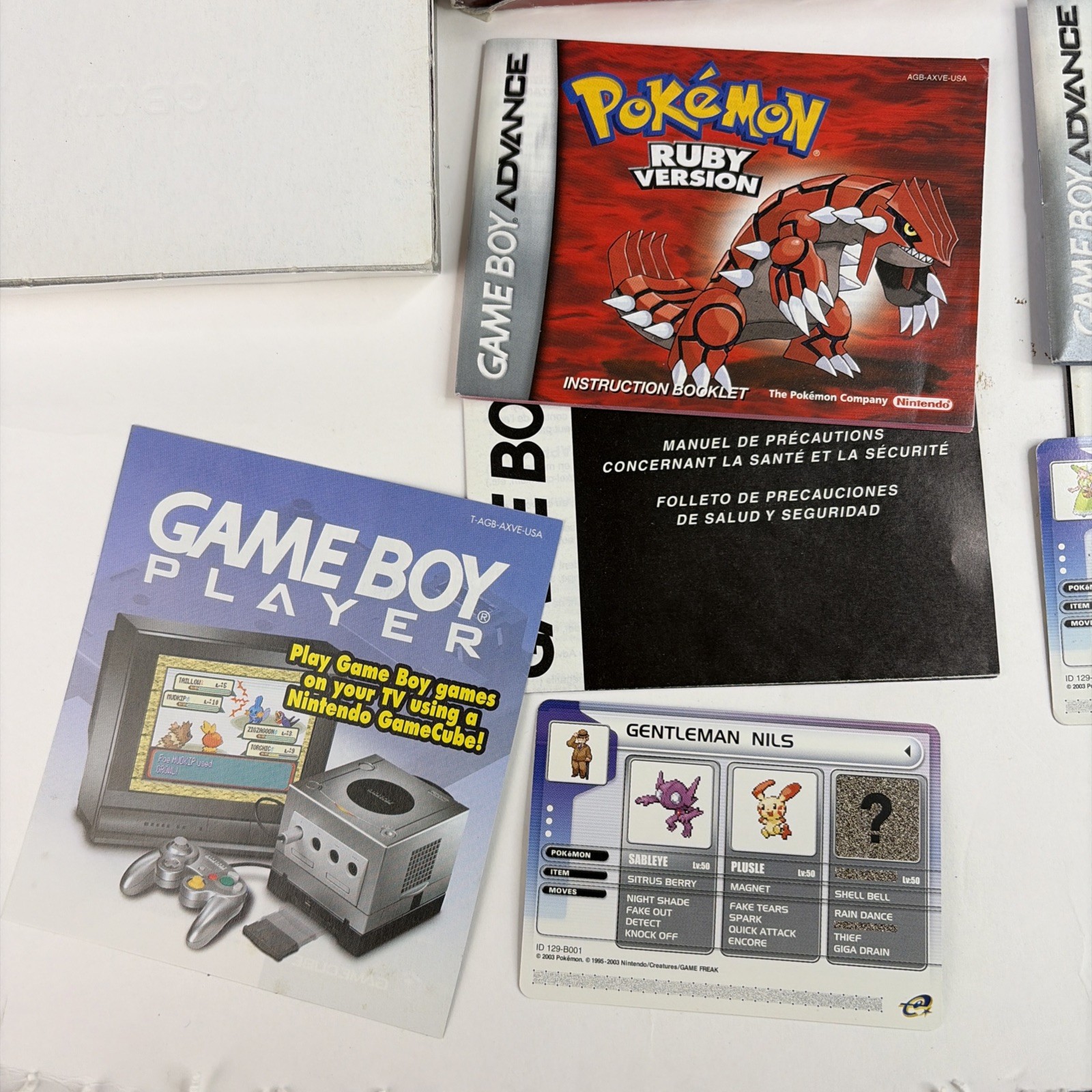 Pokemon Ruby & Sapphire Gameboy Advance AUTHENTIC Complete in Box CIB Cards