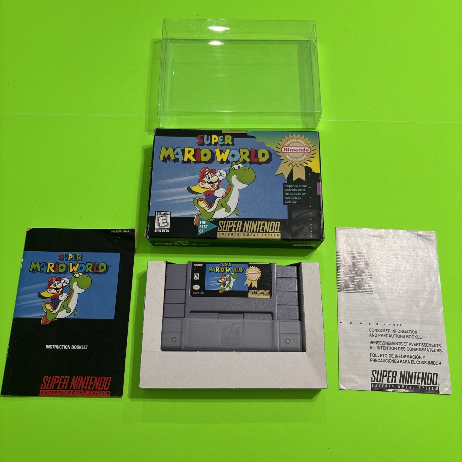 Super Mario World (Super Nintendo, 1991) Complete In Box Players Choice SNES