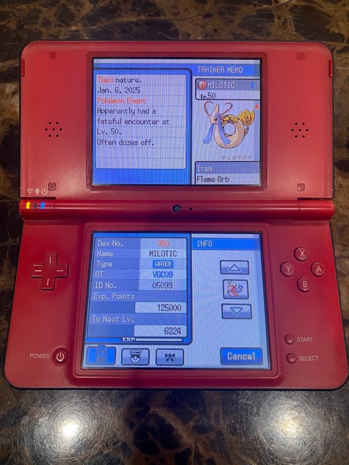 Pokemon Authentic VGC 2009 Shiny Milotic Distribution Service for DPP & HGSS