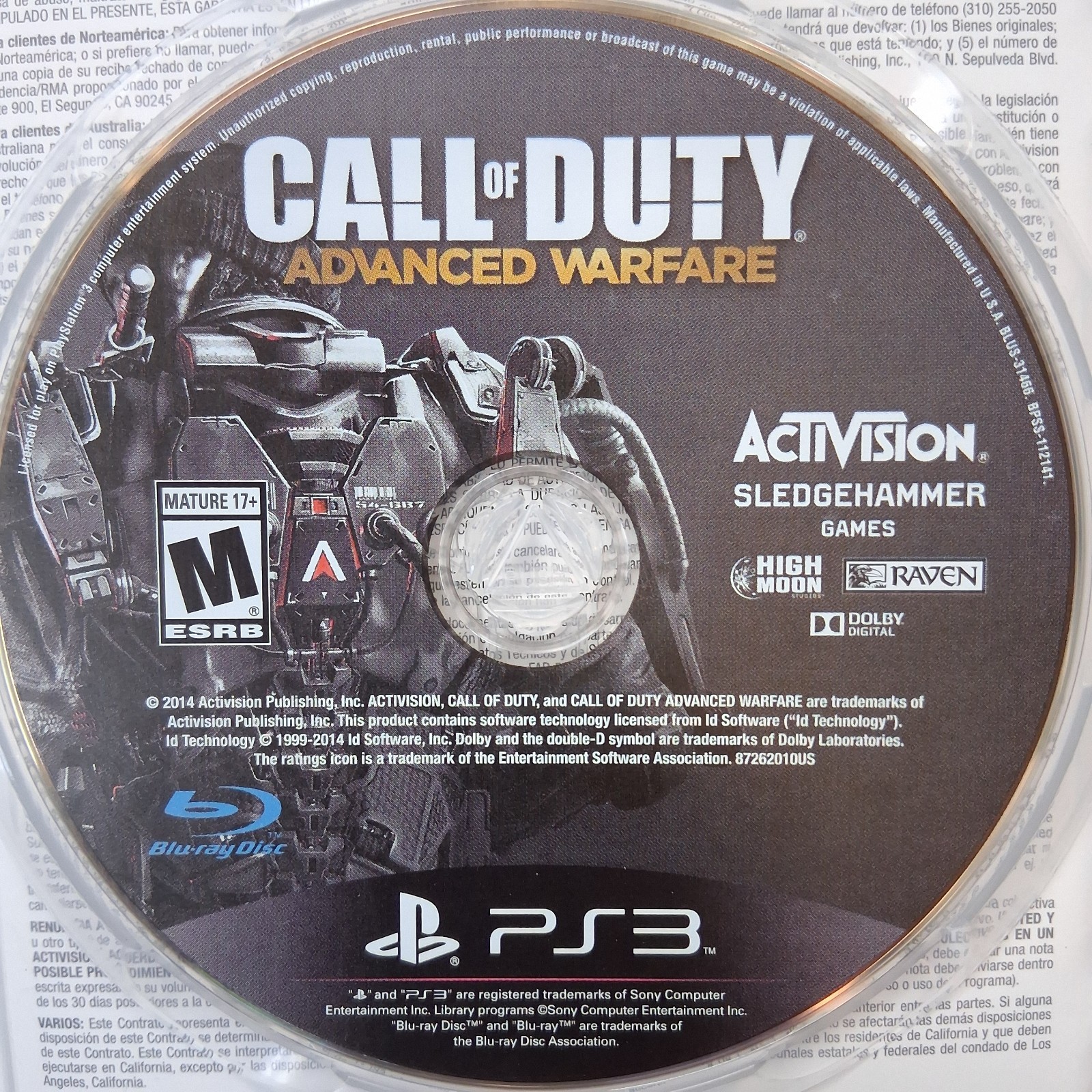 PS3 – Call of Duty: Advanced Warfare Shooter Multiplayer Activision Rated Mature