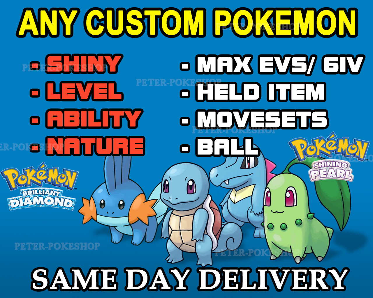 Pokemon Brilliant Diamond & Shining Pearl – Custom Any 6IV Pokemon ✨Ultra Shiny