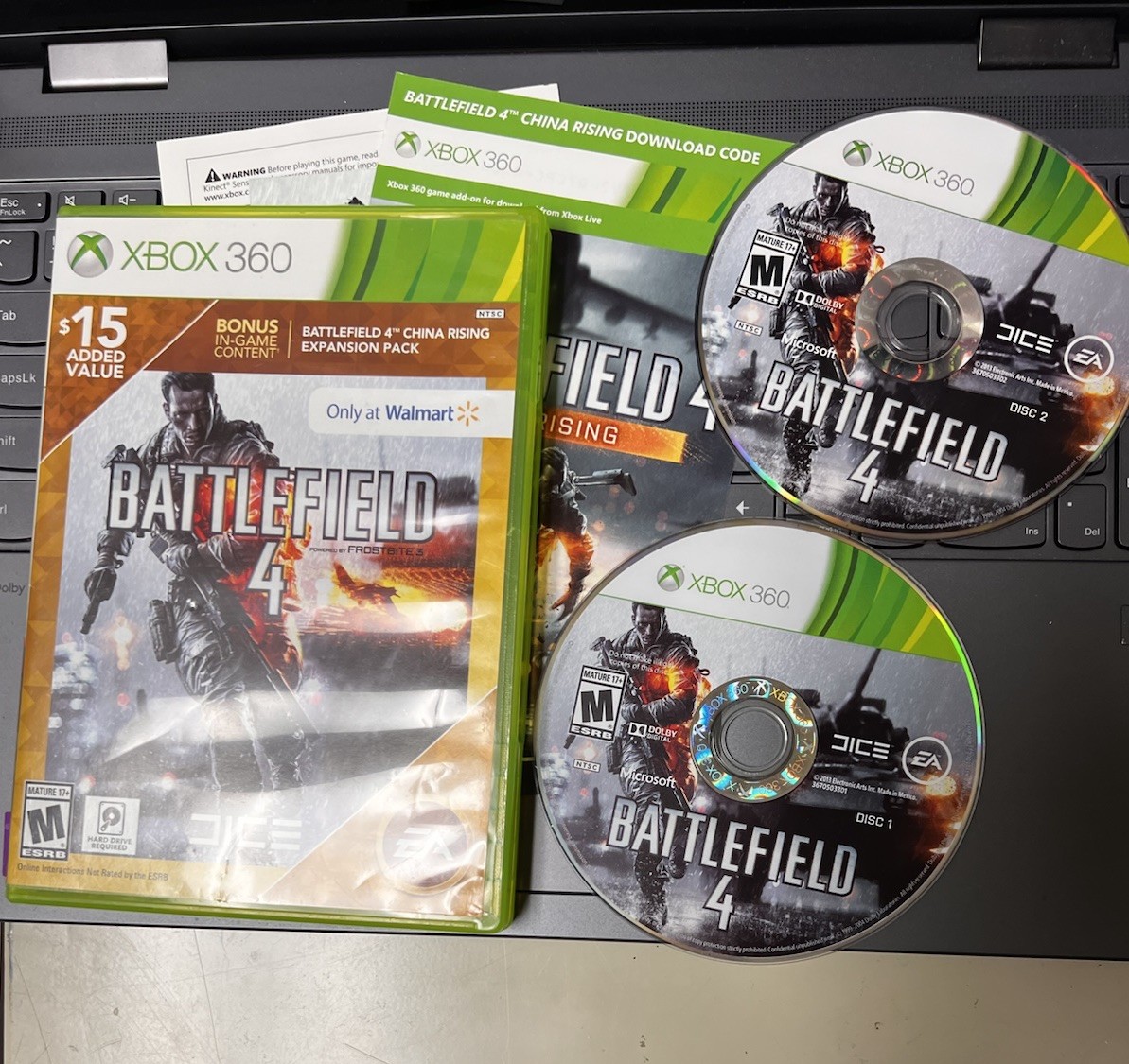 Battlefield 4 Xbox 360 EA DICE 2-Disc Set with China Rising Expansion Case