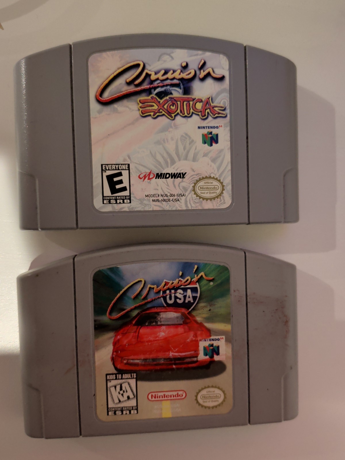 Cruis’n USA and Cruis’n Exotica (Nintendo 64, N64) Authentic Cart Bundle Lot