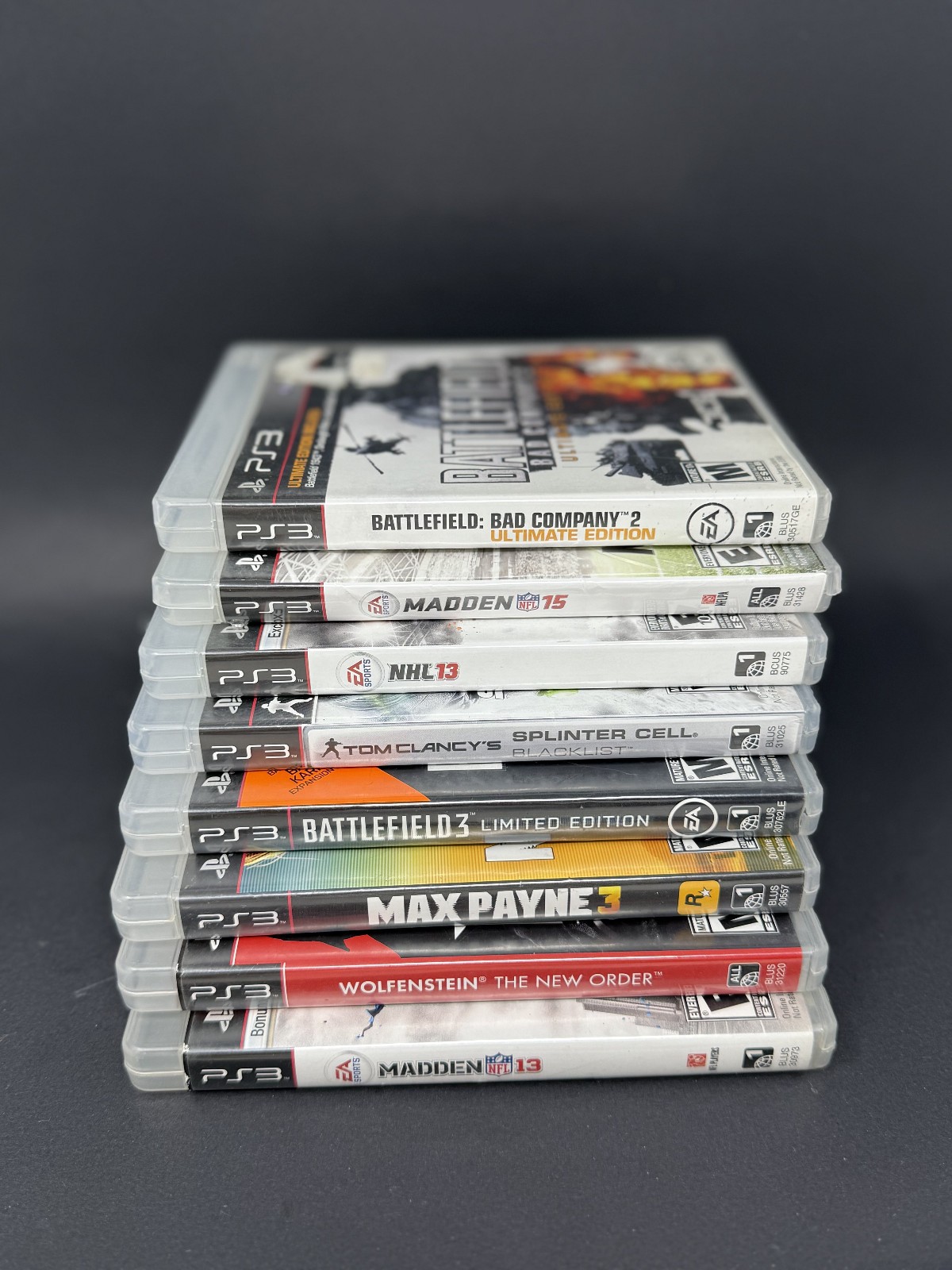 Lot of 8 Games Sony PlayStation 3 PS3 Max Payne Battlefield Splinter Cell
