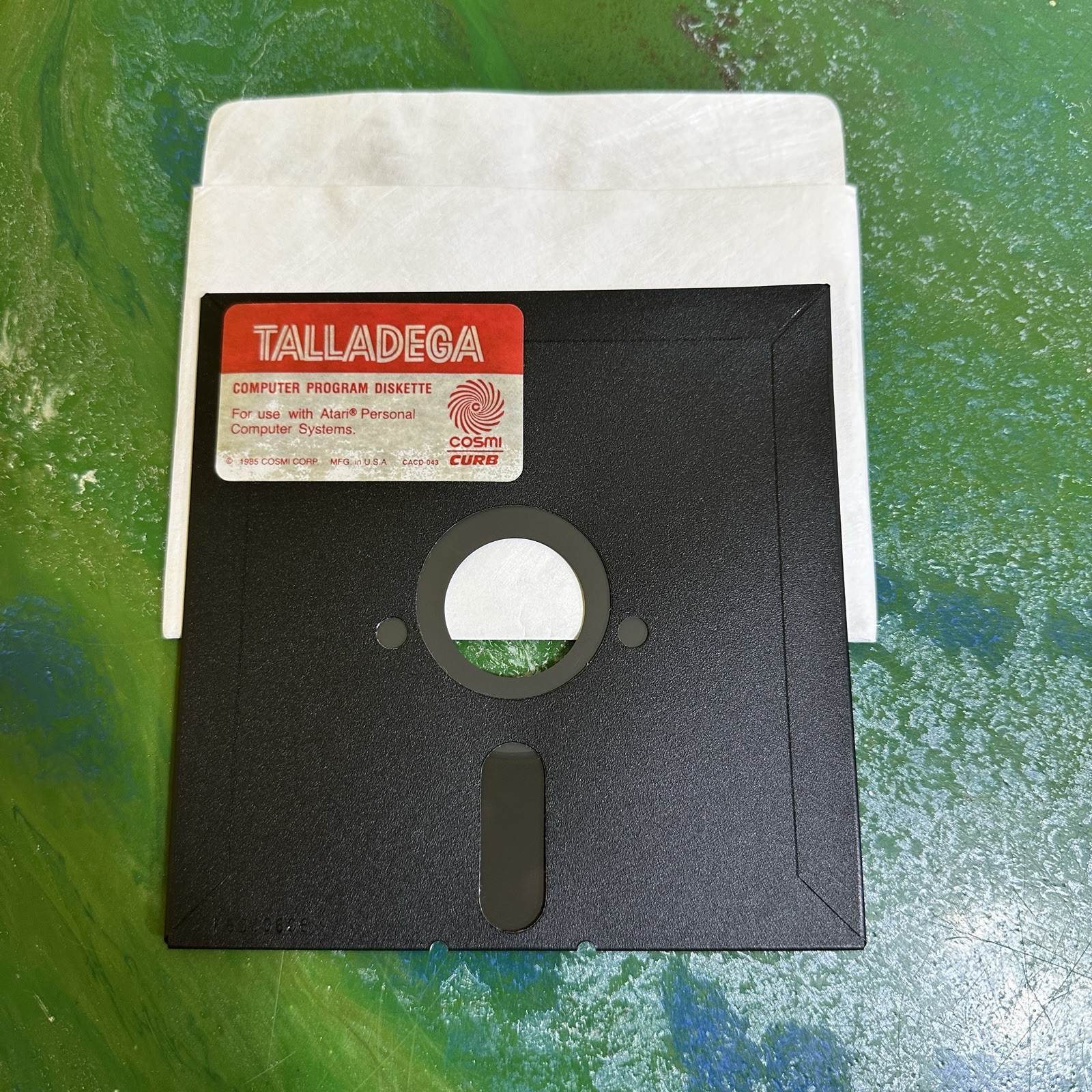 Talladega Diskette Atari Floppy Disc Diskette 1985 Cosmi Corp 80’s Gaming NASCAR