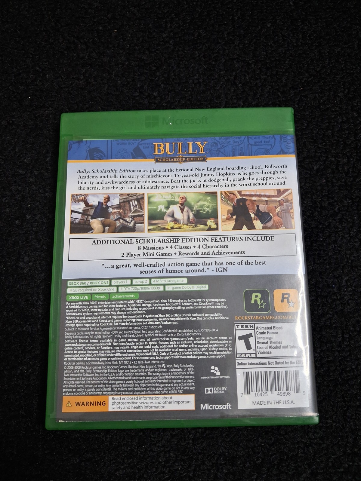 Rockstar Bully Scholarship Edition Xbox 360/Xbox One T NTSC-U/C Multiplayer