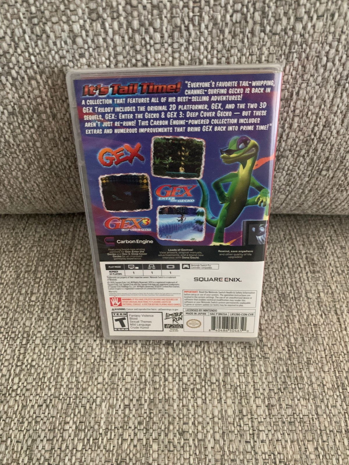 GEX Trilogy Switch Limited Run #280 10th Anniversary Variant Cover Nintendo New
