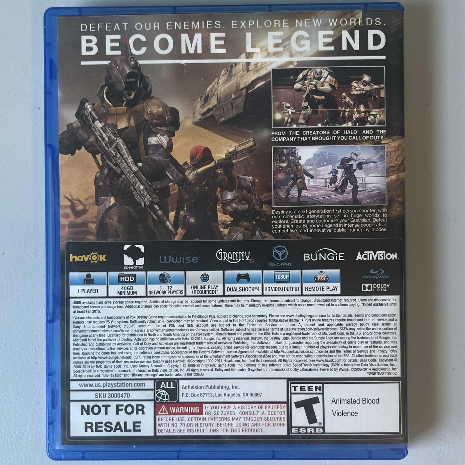Destiny PS4 2014 Sony PlayStation 4 Bungie Activision
