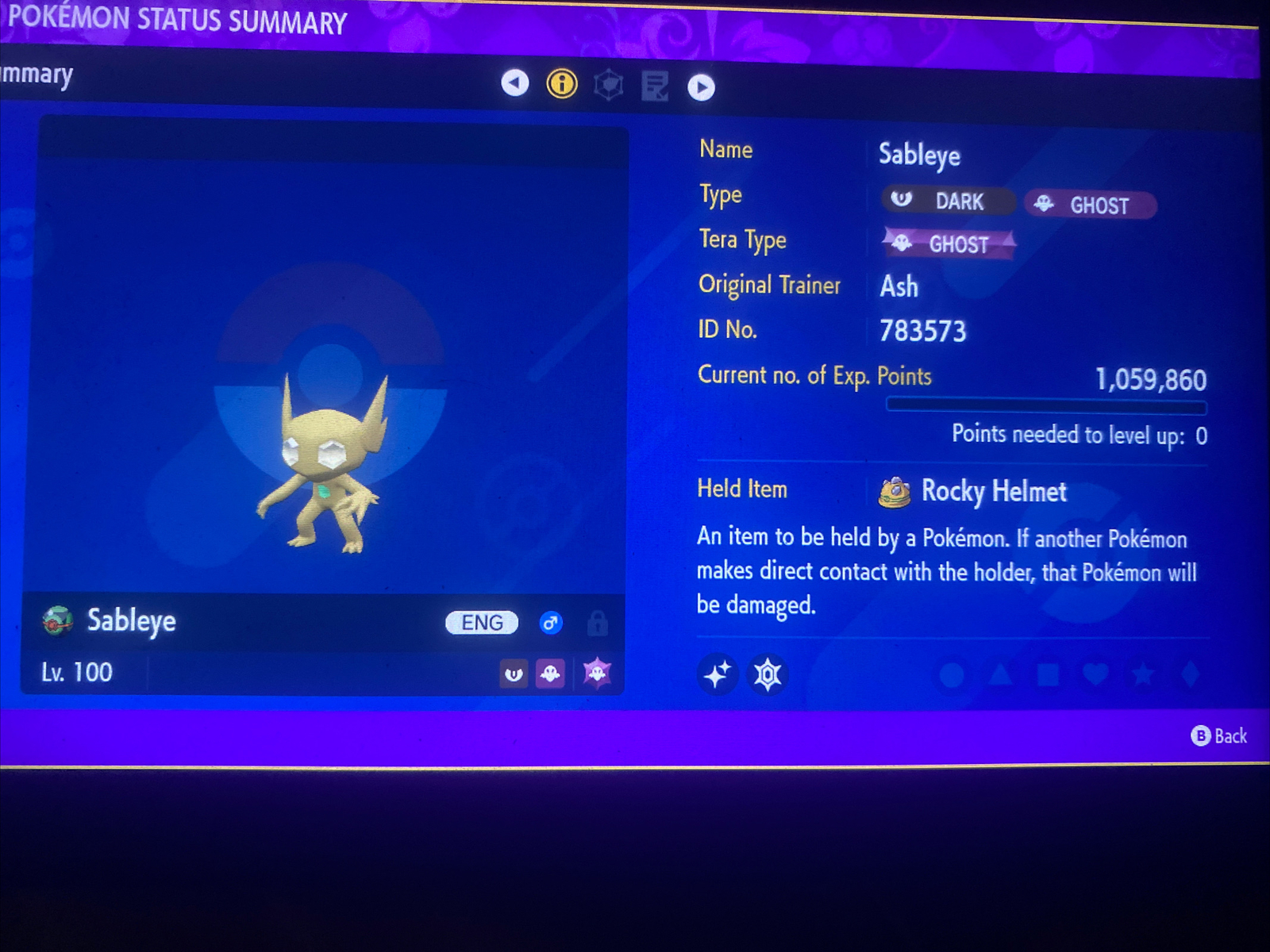 Pokemon Scarlet And Violet Shiny Sableye 6IV Battle Ready Fast Delivery