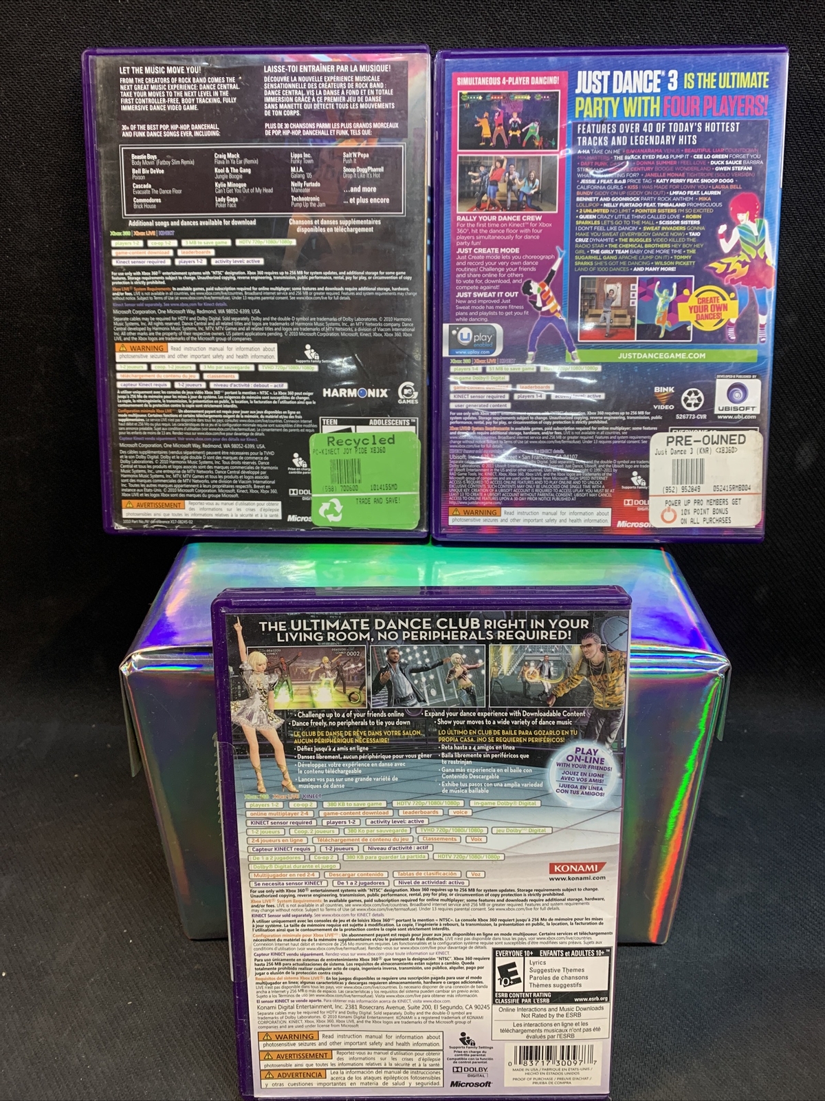 Xbox 360 – Dance Central 1, 2, & Masters Game Set Complete w/ Manuals Kinect