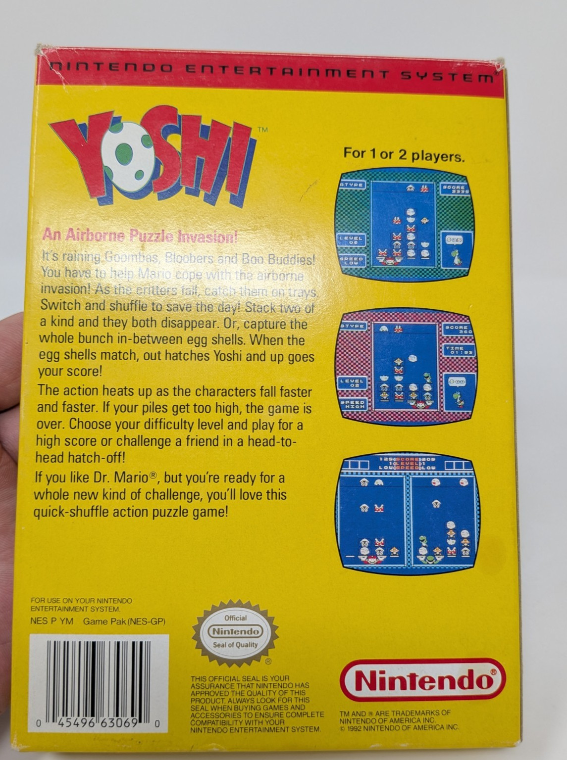Yoshi (Nintendo NES) *Complete w/ Box, Manual & Poster – Cleaned Pins – Tested*