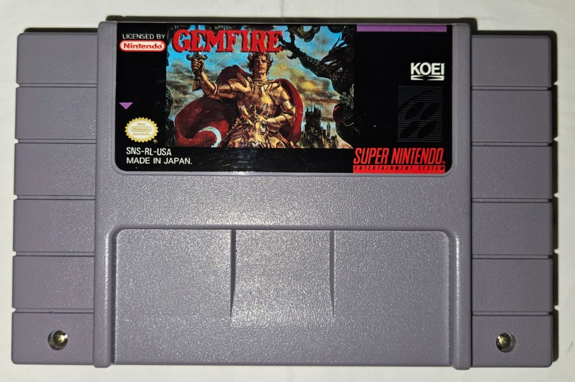 Gemfire Cartridge Only SNES Super Nintendo Authentic New Battery 1992 Koei