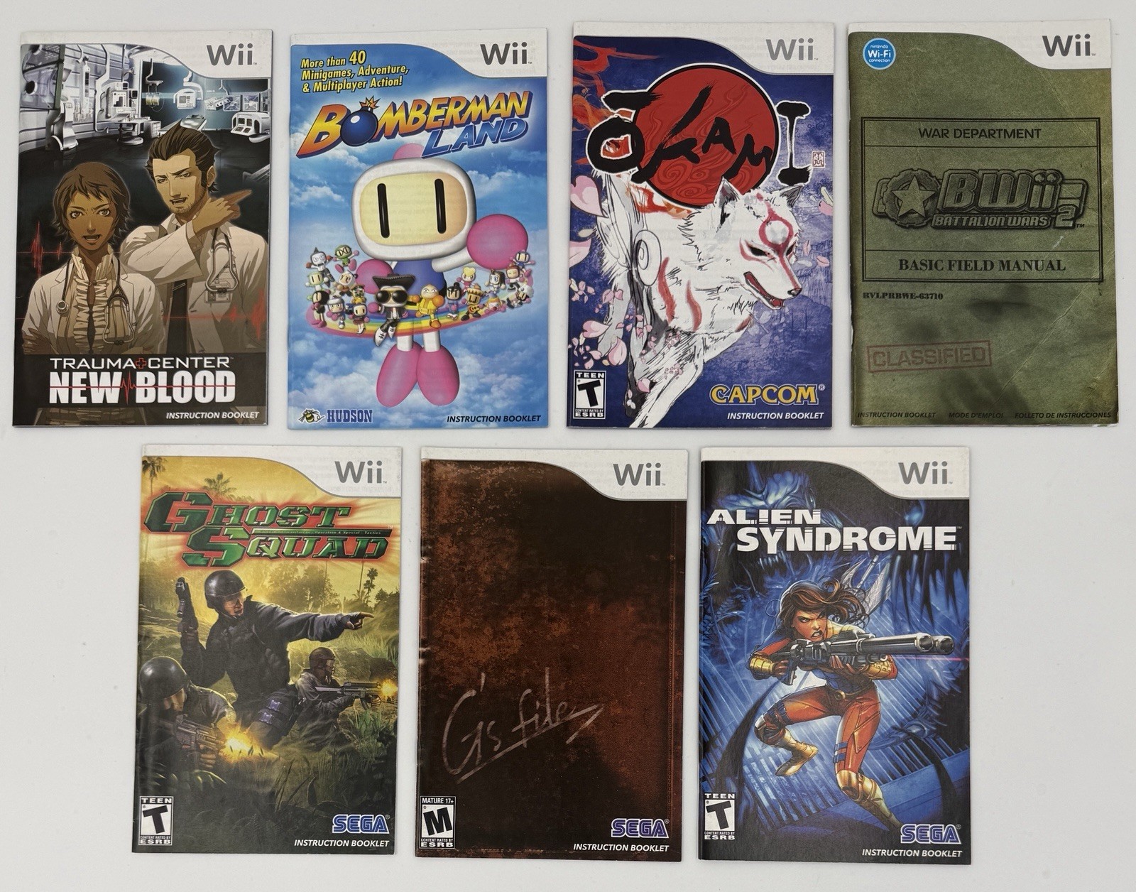 Nintendo Wii Manual ONLY Lot: Trauma Center Okami Bomberman Ghost Squad Alien