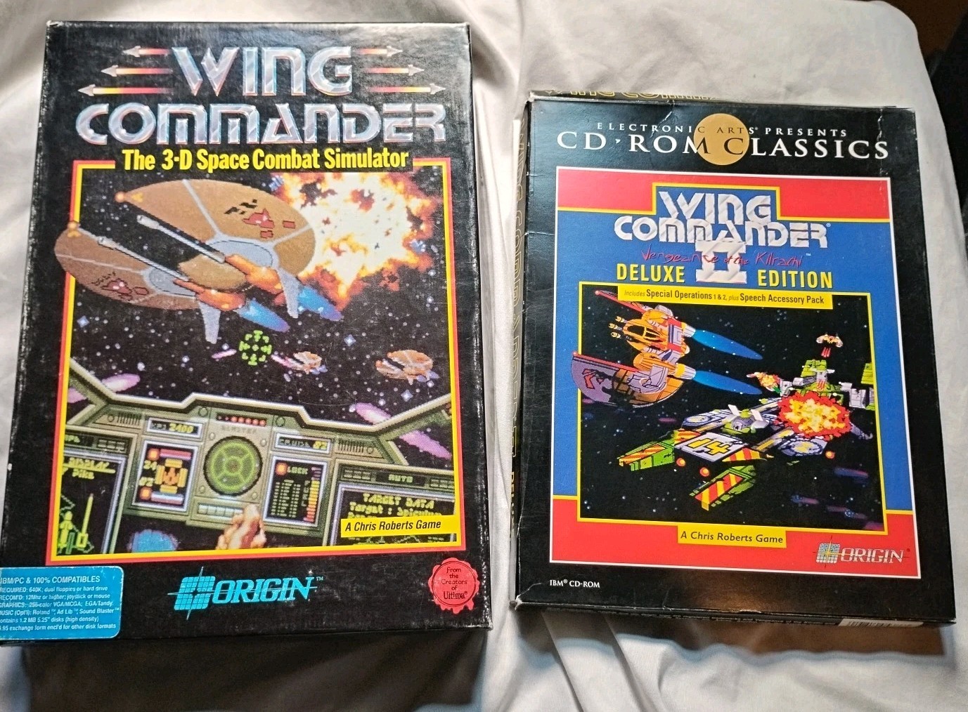 Wing Commander Original Origin PC Big Box 1990 IBM 5.25″ Disks DOS RARE +Wc2/Cd