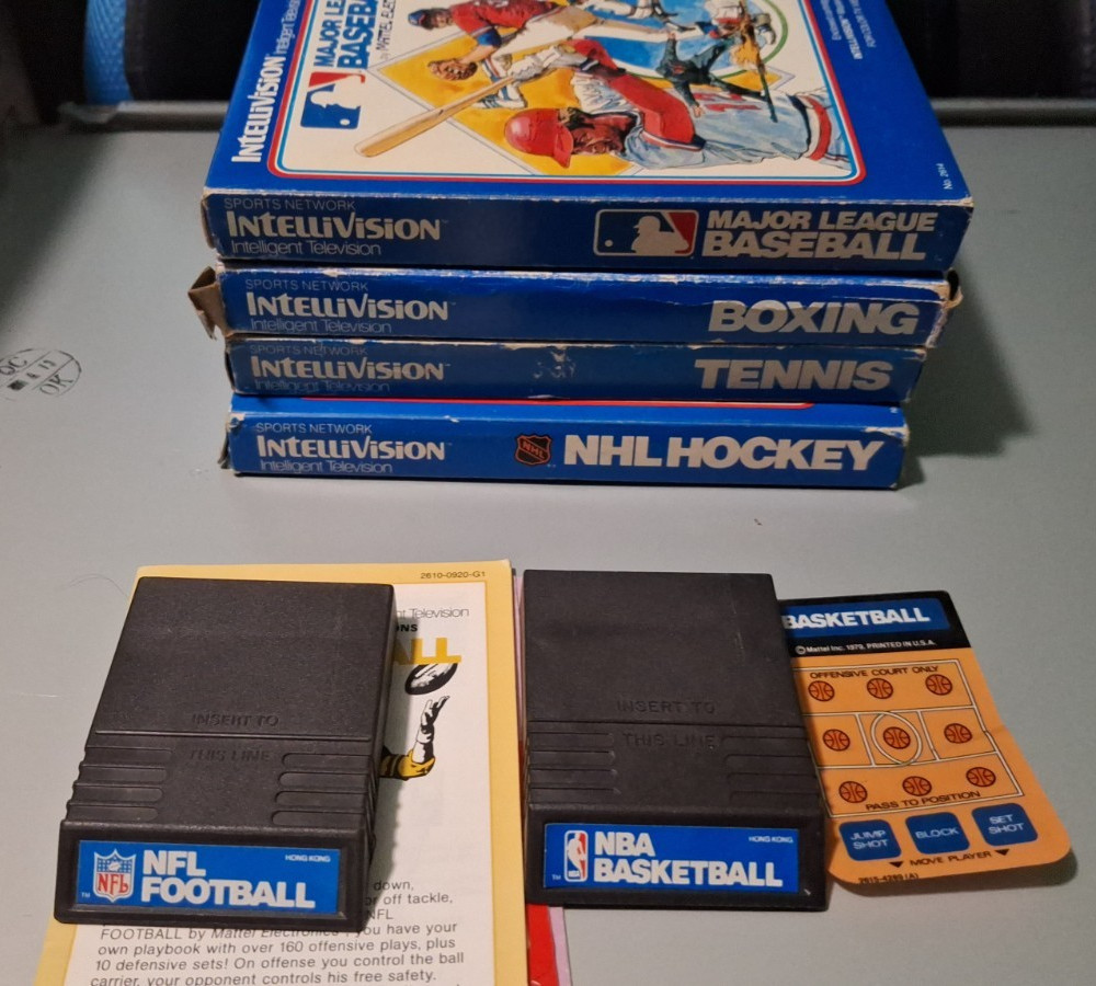 Intellivision games sports package 6 games, used, 4 boxed, 2 loose