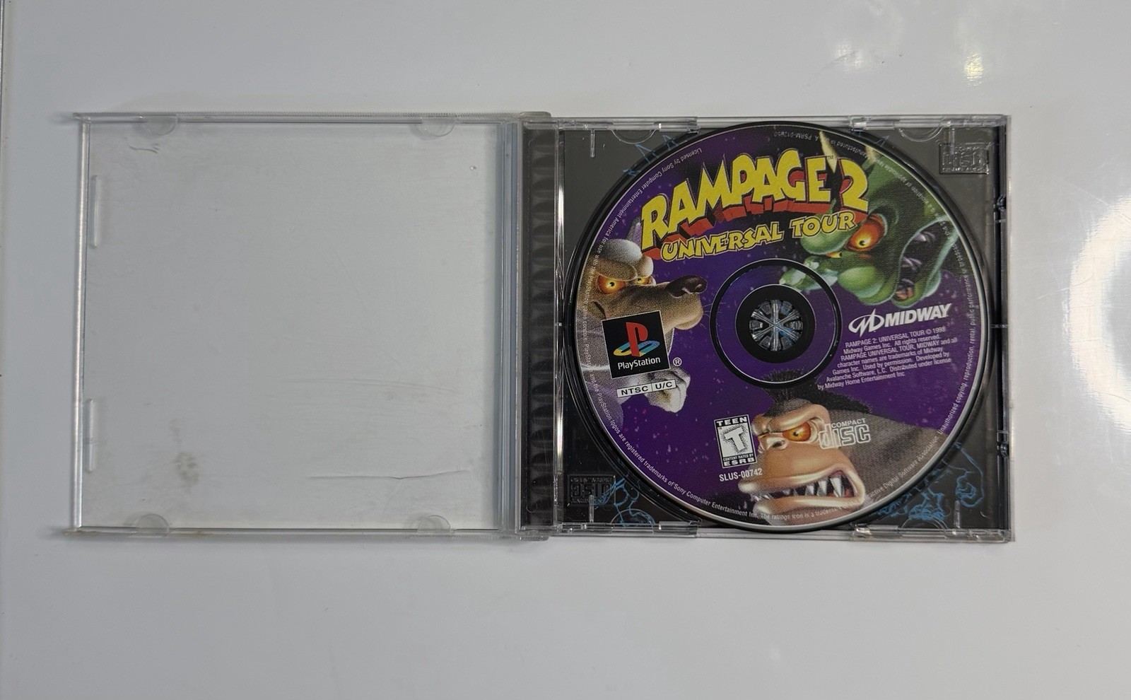 Rampage 2: Universal Tour (Sony PlayStation 1, 1998) PS1 No Manual. Tested.