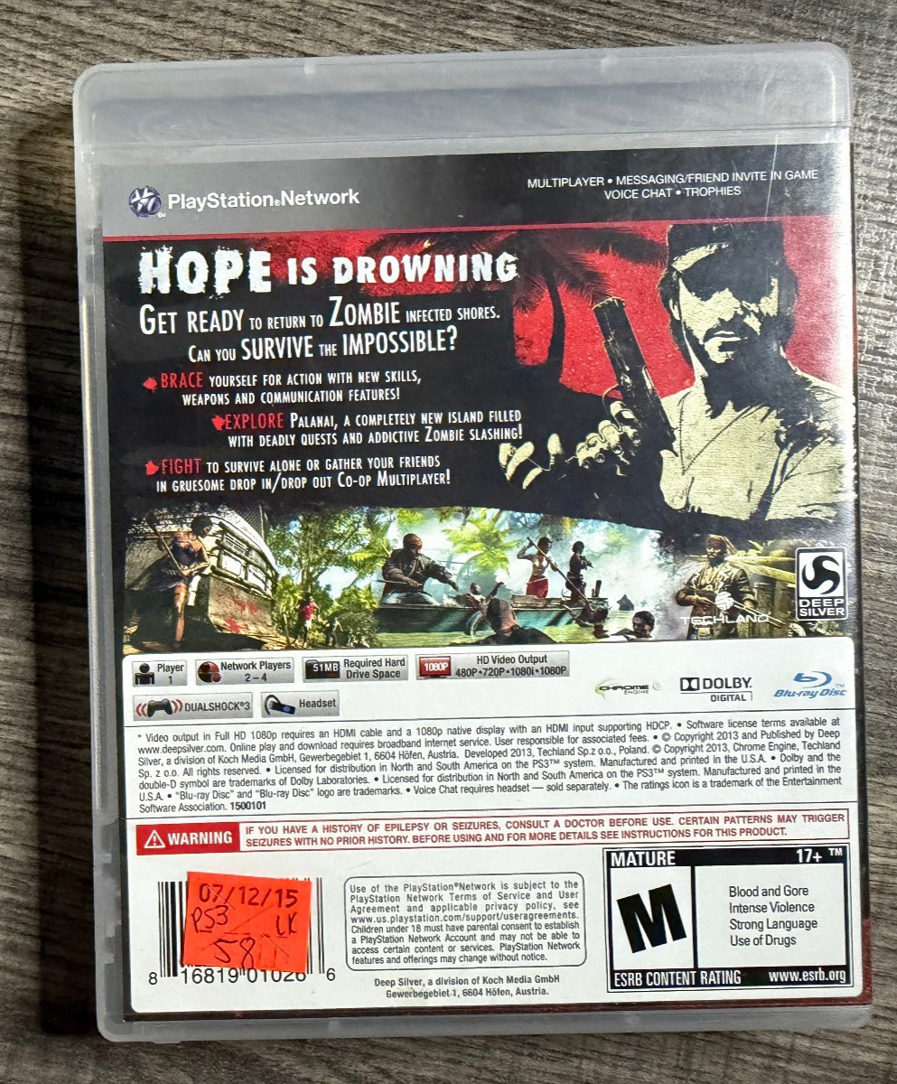 Dead Island: Riptide – Sony Playstation PS3 – Deep Silver – Acceptable Condition