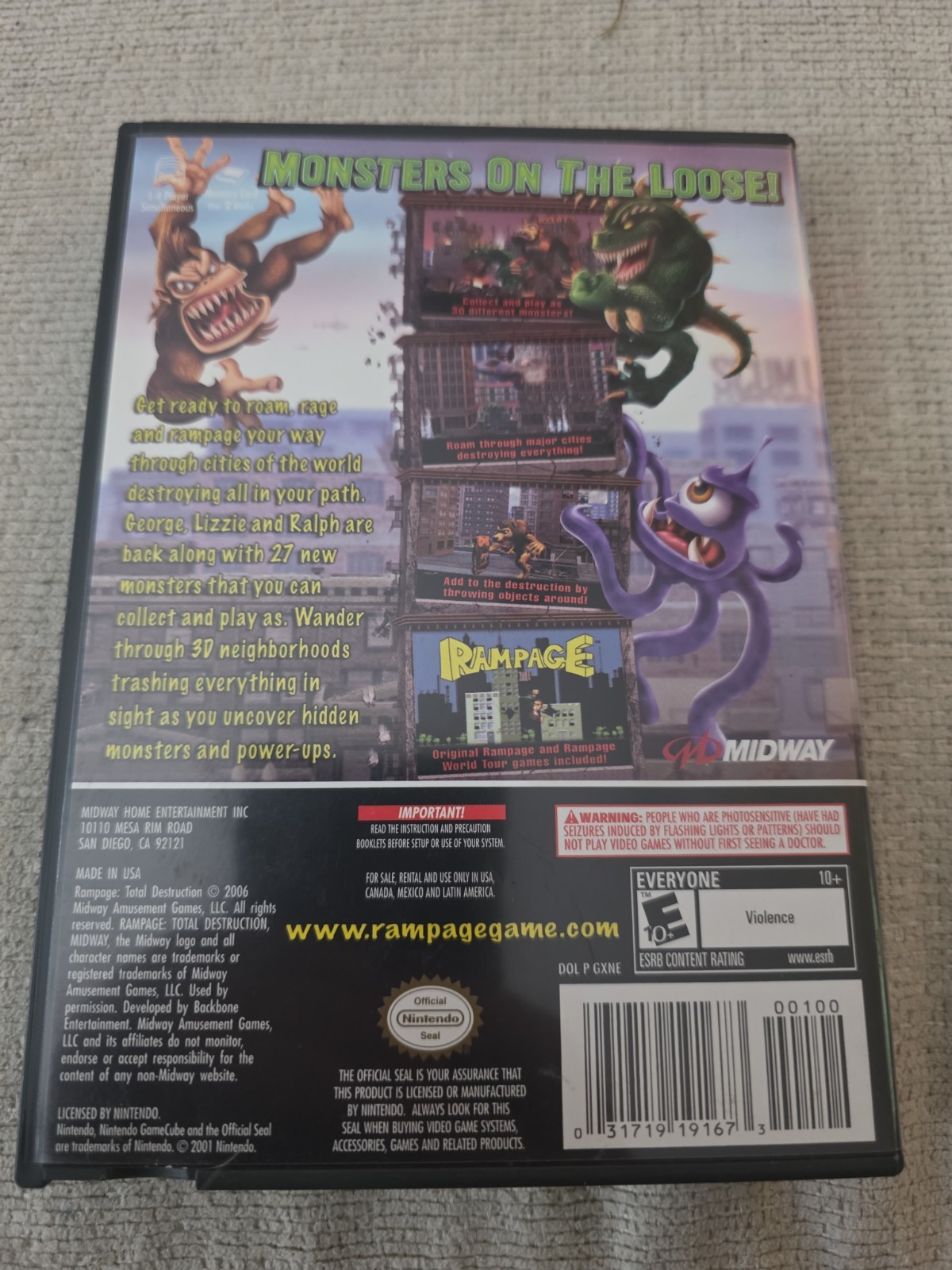 Rampage: Total Destruction (GameCube) CIB Tested W/Registration Card Clean Copy