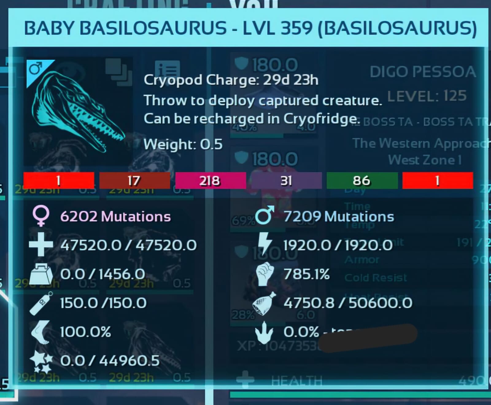 ARK ASCENDED PVE BREEDING PAIR BABY BASILO TOP STATUS RED ID01 PC/XBOX/PS5