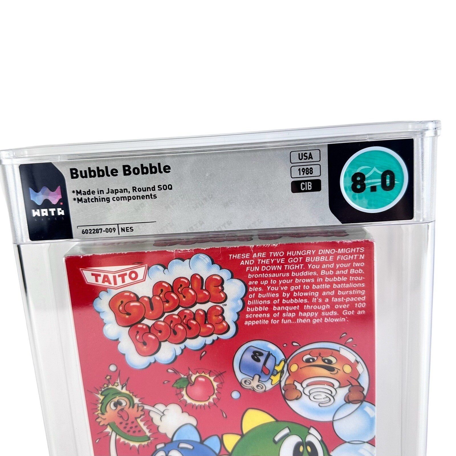 NES Bubble Bobble WATA 8.0 CIB Complete In Box Grade Game Round SOQ Seal