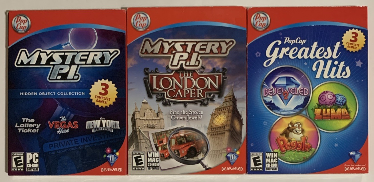 Mystery P.I. Hidden Object Collection, London Caper, Pop Cap Greatest Hits – PC