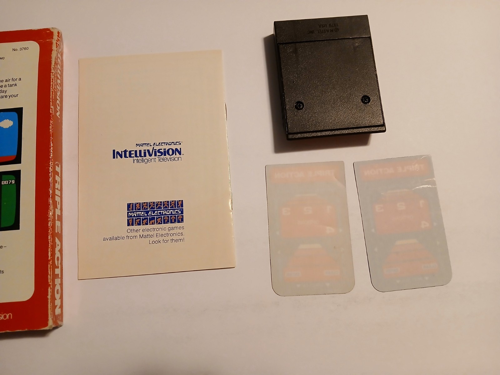 Triple Action Intellivision CIB Complete in Box w Overlays Tested Works