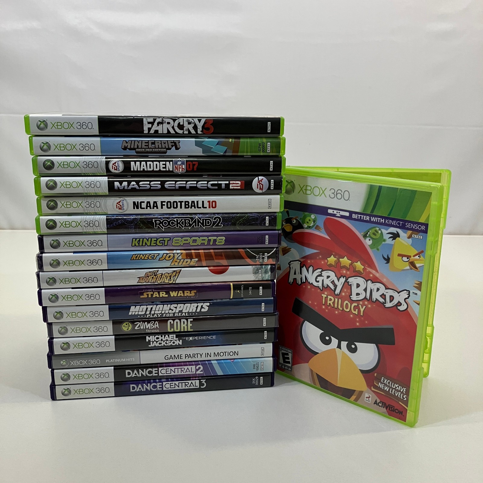 17 XBox 360 Games Lot Mass Effect Star Wars Dance Central Kinect Compatible