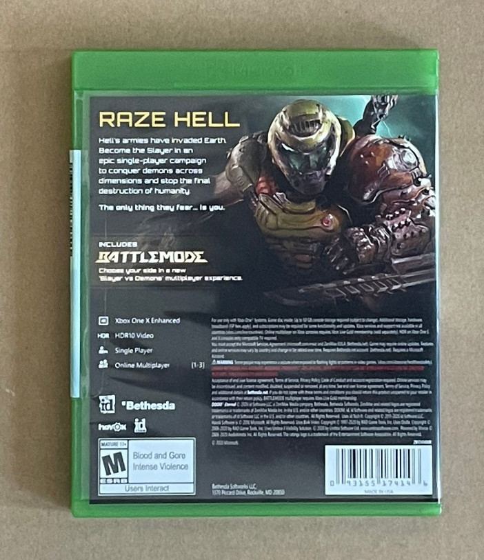 XBOX ONE Doom Eternal Enhanced HDR Video Game 2020