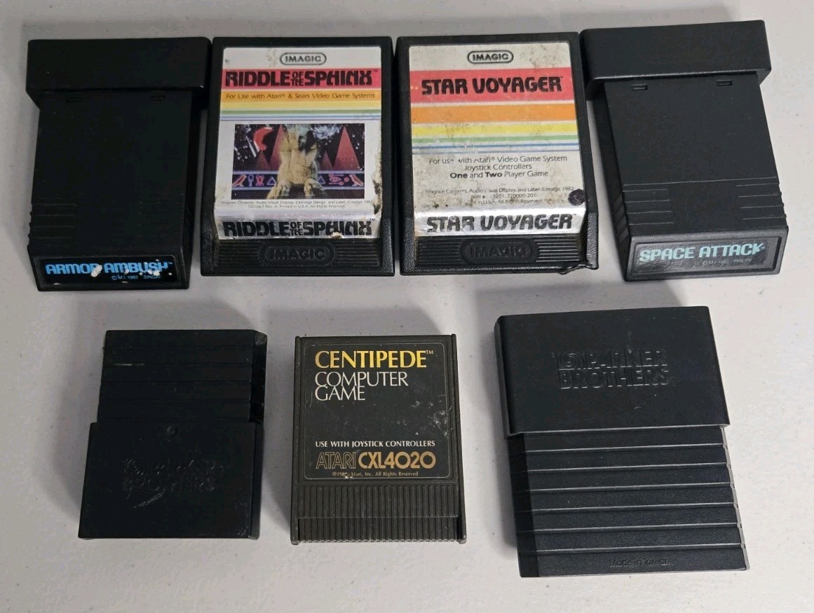Atari Imagic Misc. Game Lot 7 Star Voyager Riddle Sphinx Centipede Armor Ambush