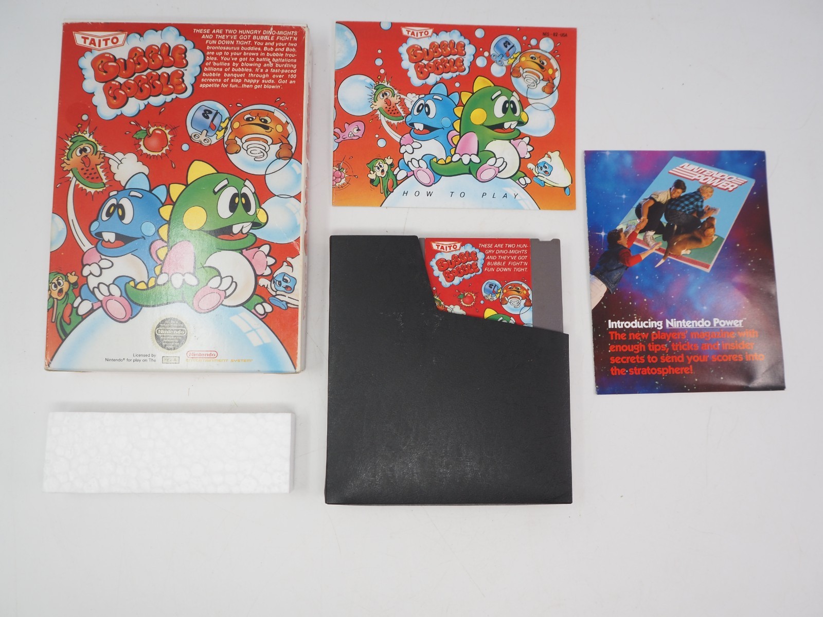 Bubble Bobble (Nintendo NES, 1988) CIB Complete W/ Inserts, Manual & Styrofoam