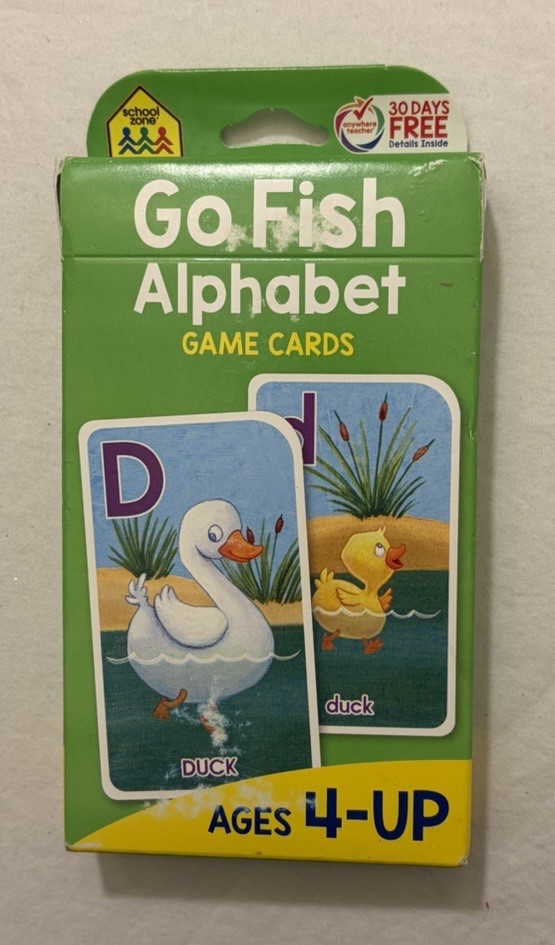 School Zone Go Fish Alphabet Game Cards Ages 4-Up NIB
