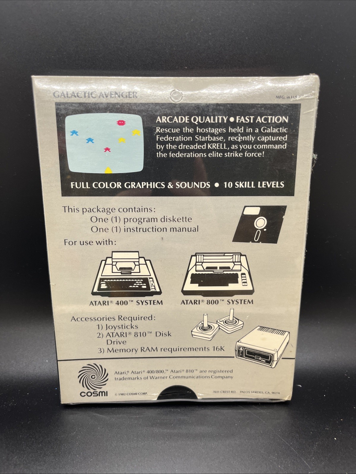 Avenger Galactic – Cosmi – 1982 / Atari 400/800 – Sealed DISKETTE