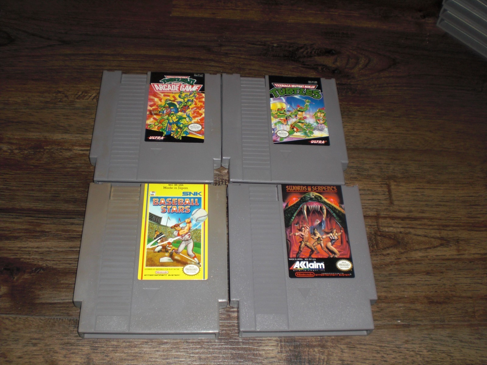 4x NES Teenage Mutant Ninja Turtles TMNT 1 Arcade Baseball Stars Swords Nintendo