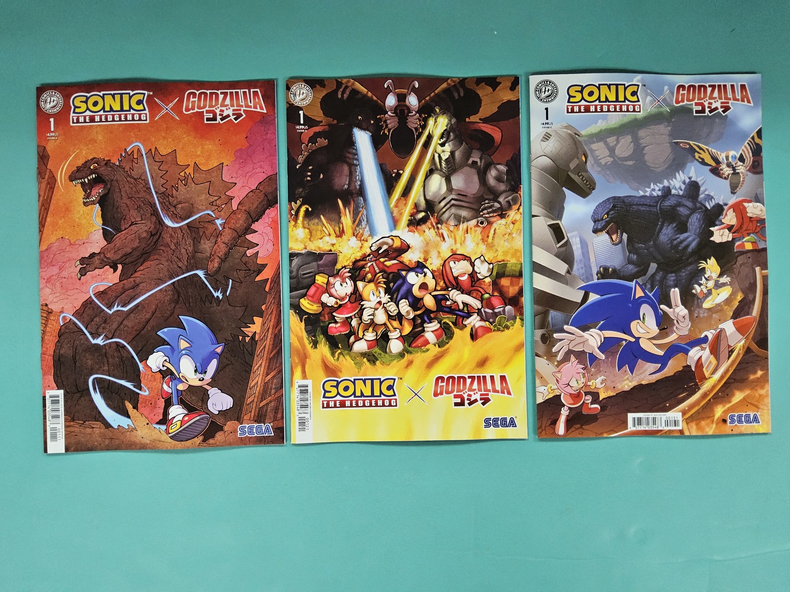 5x 2026 SONIC THE HEDGEHOG X GODZILLA # 1 ~ IDW Comic VARIANT Set A B C D E NM