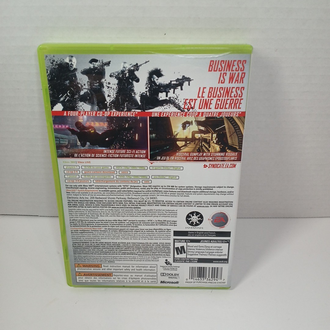 Syndicate (Microsoft Xbox 360, 2012) CIB