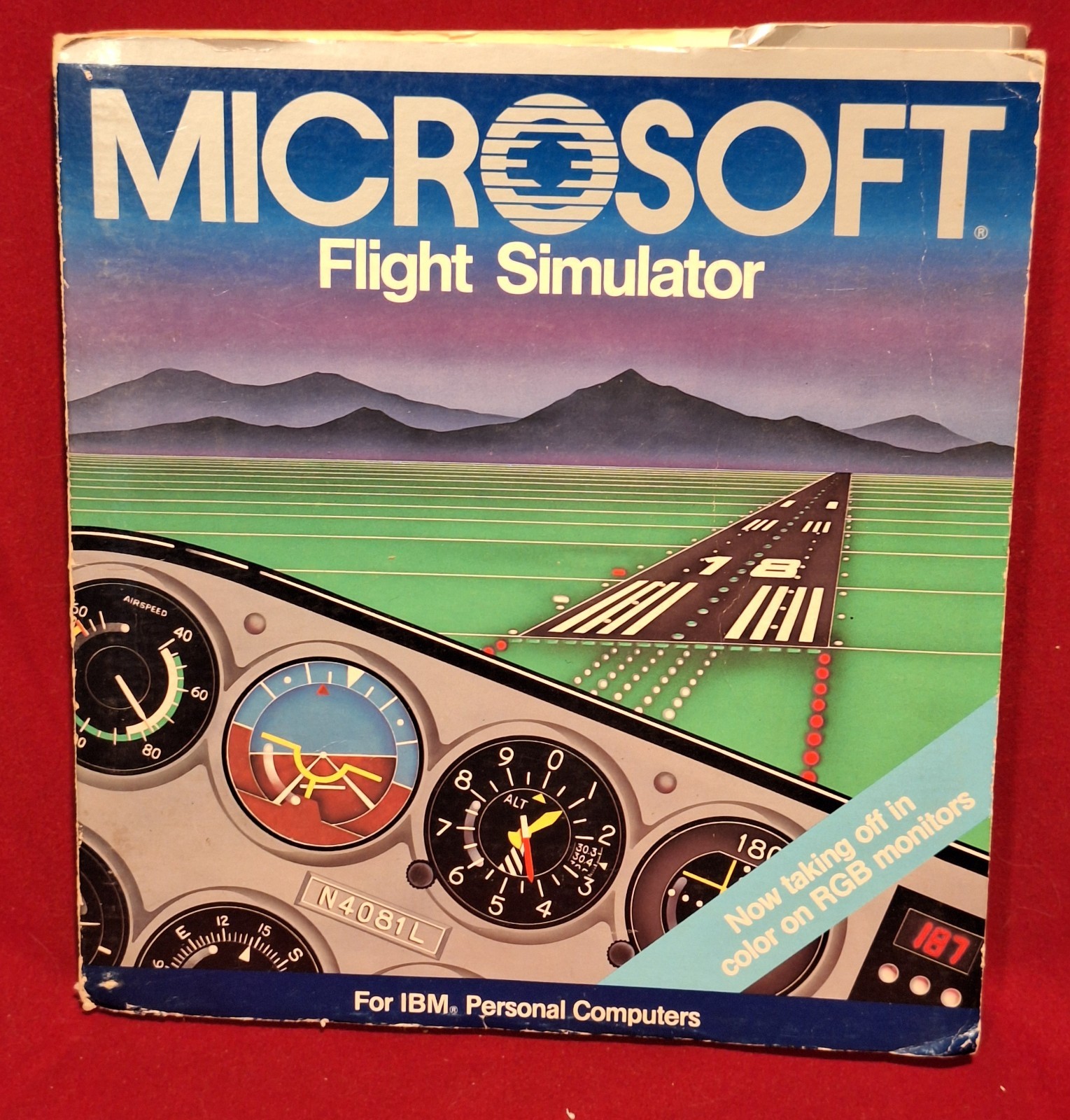 RARE! 1984 Microsoft Flight Simulator IBM PC Manual + 5.25″ Floppy Included!