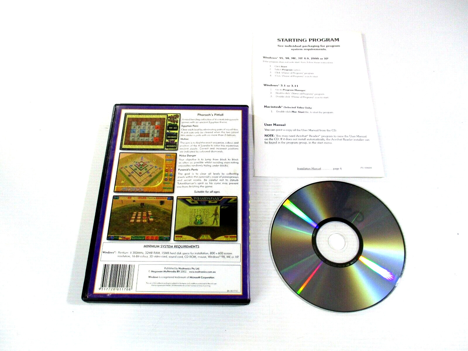 Pharaoh’s Pitfall Full Version Puzzle Game G PC Megaware Nodtronics 2002 VGC