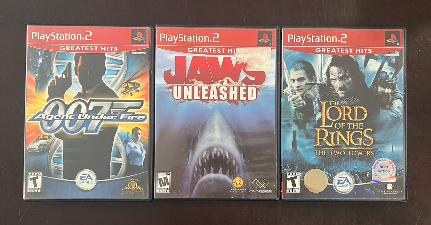 PlayStation 2 – Jaws Unleashed + LOTR Two Towers + 007 Agent Under Fire – Tested