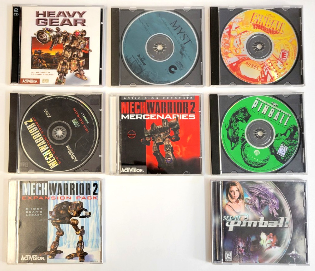 Mech Warrior, Heavy Gear, Pinball Mixed Lot of 8 PC CD-ROM Activision Sierra