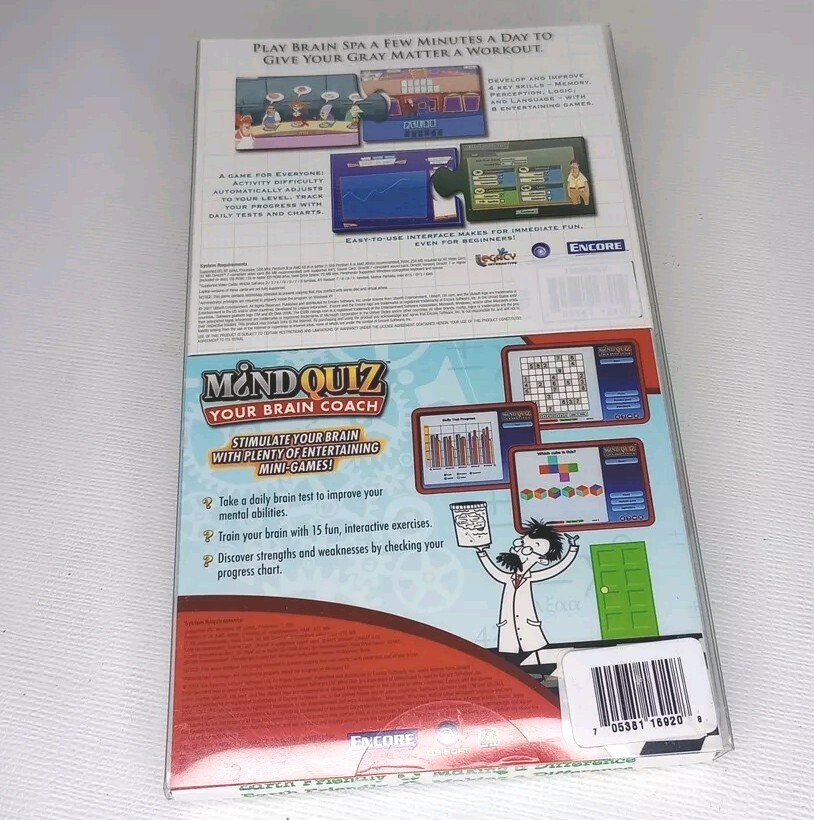 Brain Spa & Mind Quiz Ubisoft PC CD-ROM Game 2 Pack 2007 New