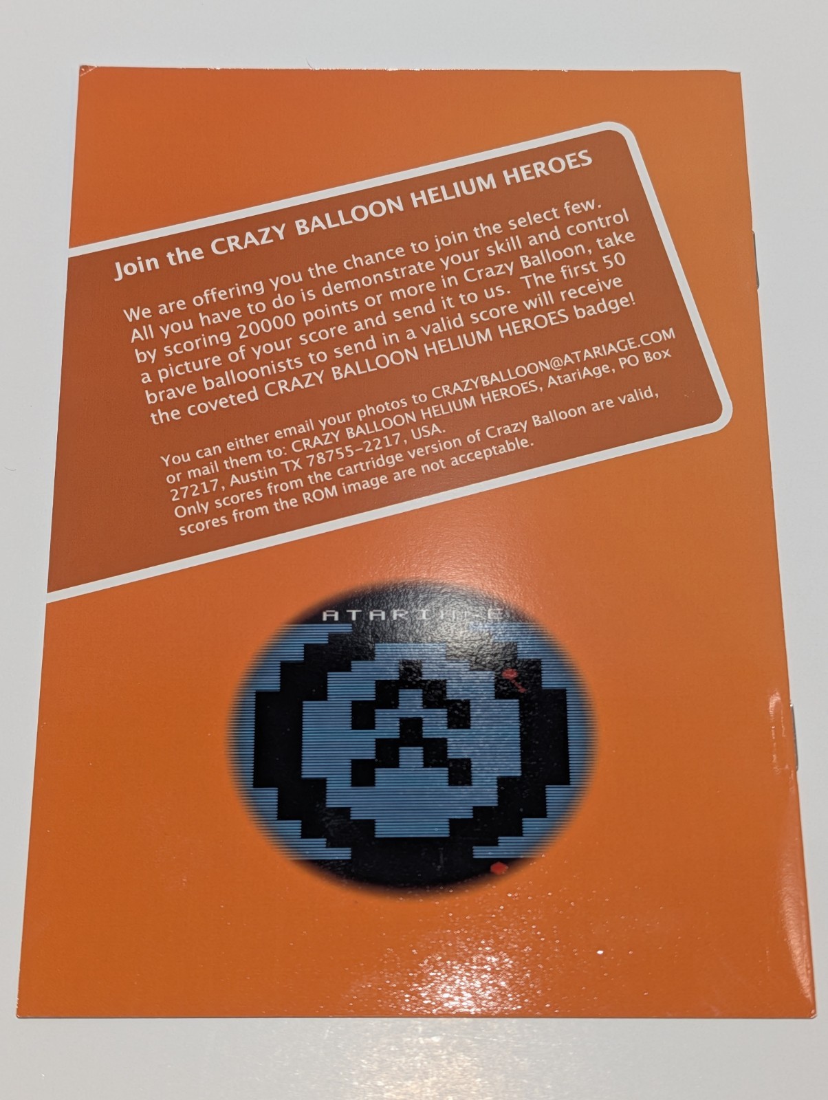 Crazy Balloon Atari 2600 Game Cartridge & Manual 1 Player Joystick OOP AtariAge