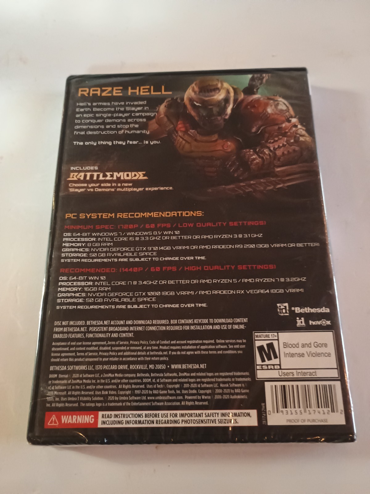 DOOM Eternal: Standard Edition for Windows PC Game (PC 2020) Sealed New Computer