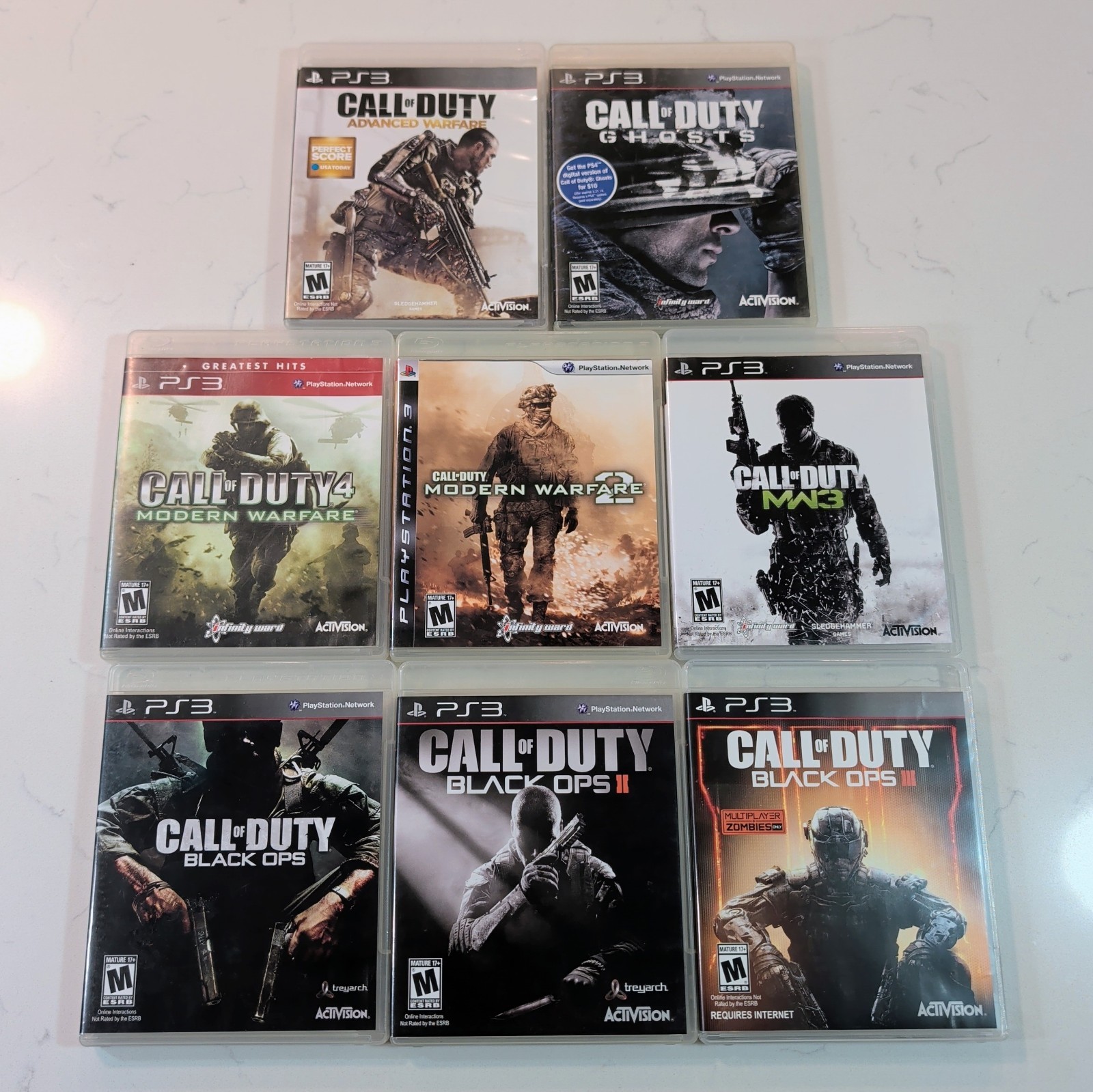 Call of Duty Black Ops 1, 2, & 3, Modern Warfare 1, 2, & 3, Ghosts, + Advanced