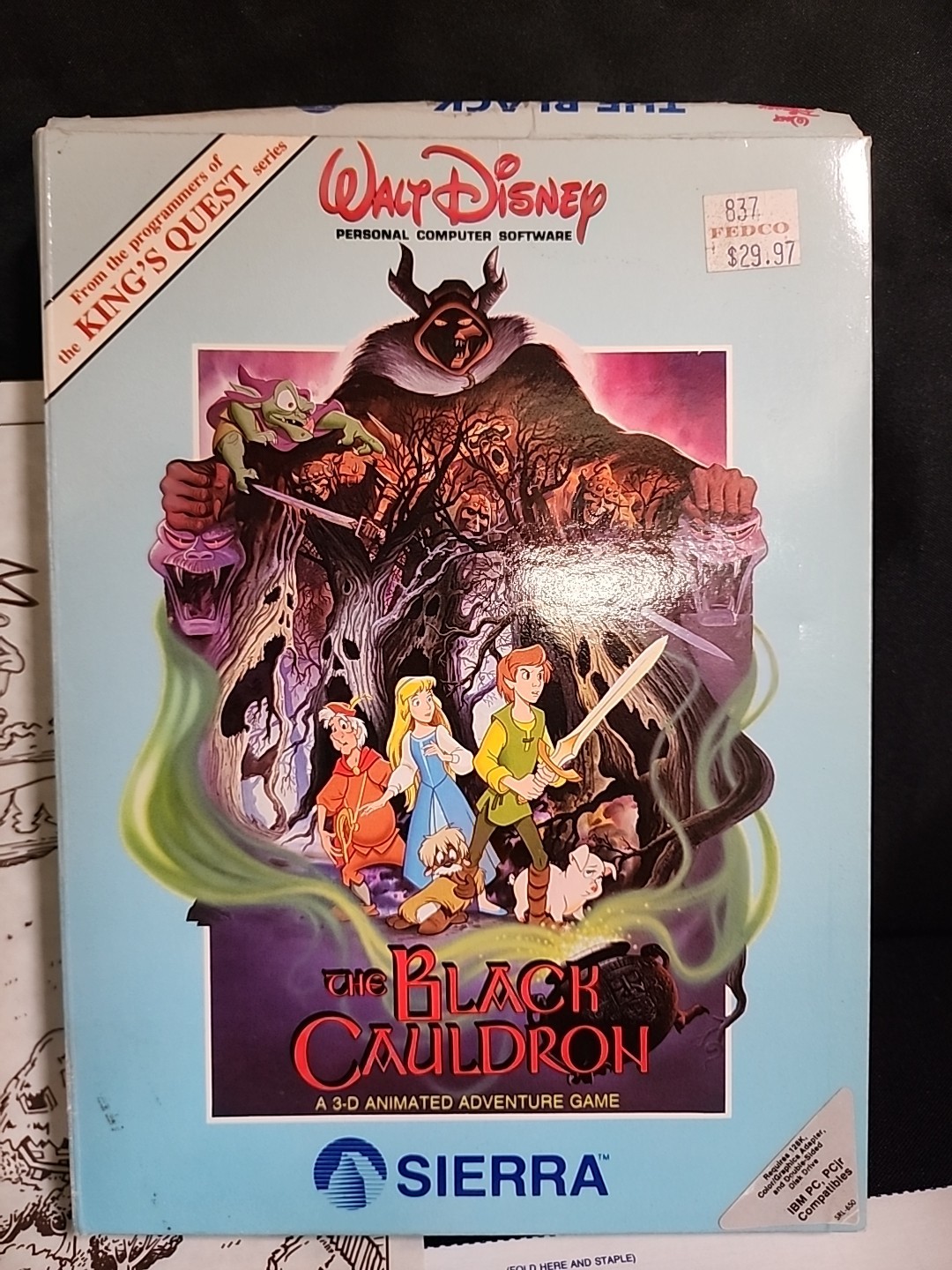 The Black Cauldron PC Game Big Box 1985 Sierra Walt Disney – Disks Manual Rare