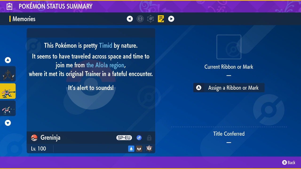 6IV Greninja in Ash form with Battle Bond Ability for Pokemon Scarlet and Violet