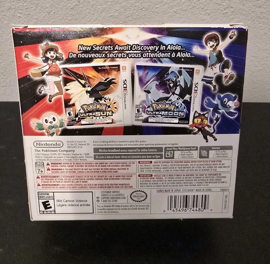 Pokémon Ultra Sun & Ultra Moon SteelBook Dual Pack Complete CIB Tested ESRB USA